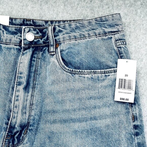 BlankNYC Denim Maxi Skirt Size 29 Light Wash Split Hem Cotton Blend High Rise - Picture 10 of 14